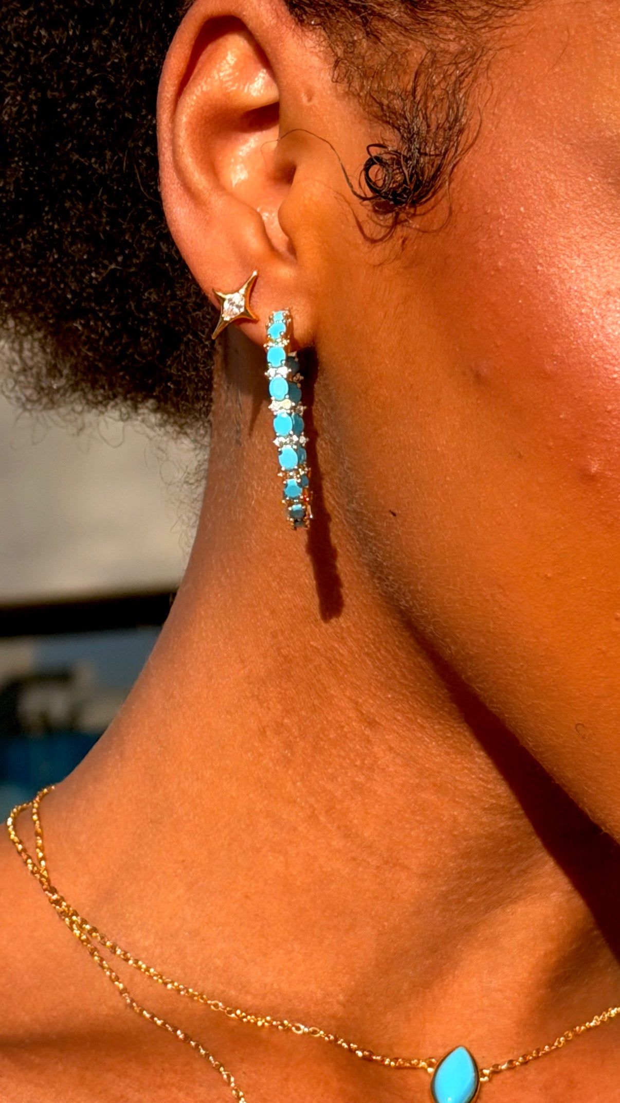 GOLDEN LAGOON - aqua blue/ wave II earring