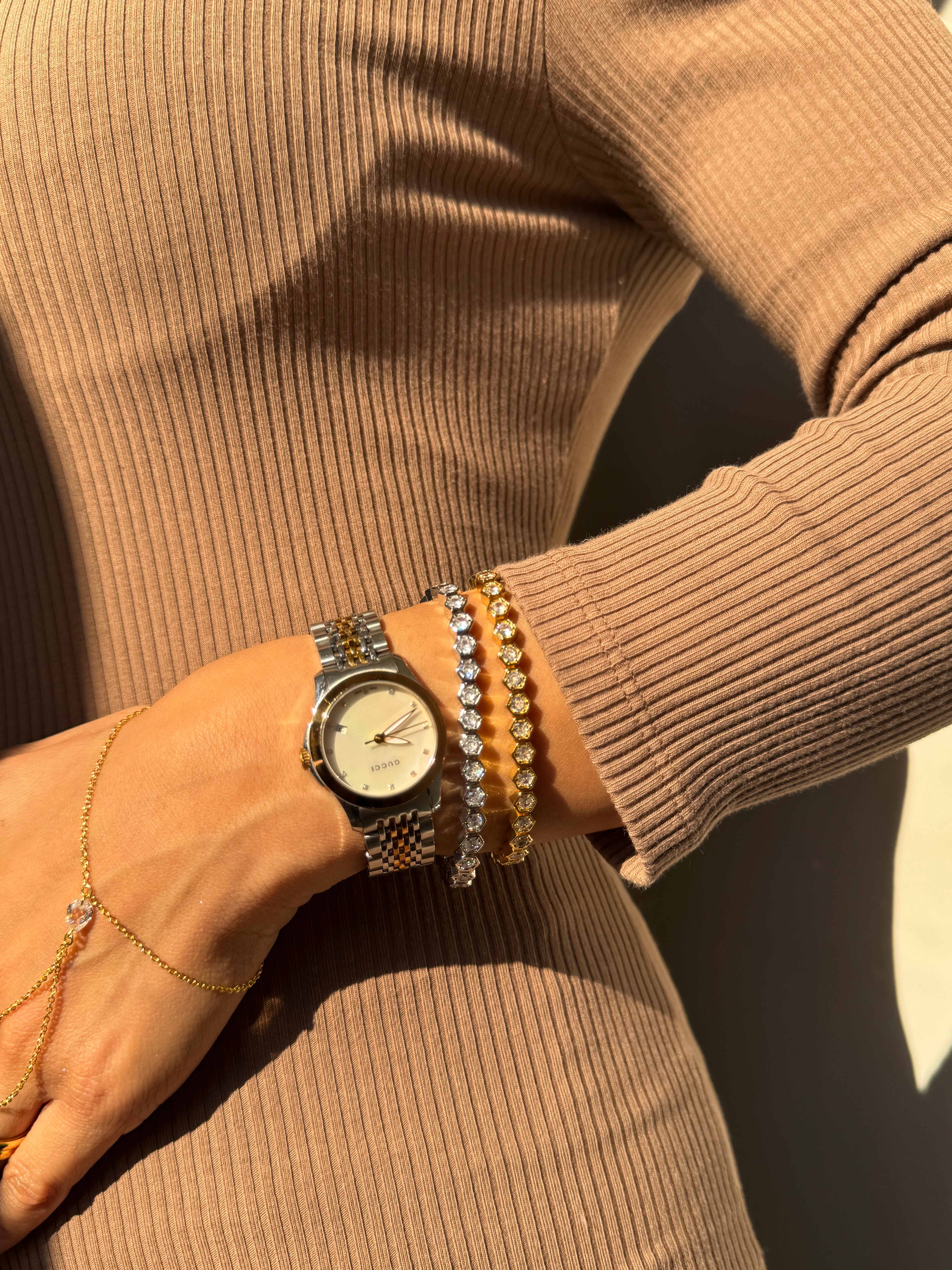 Honey Comb Silver Bracelet