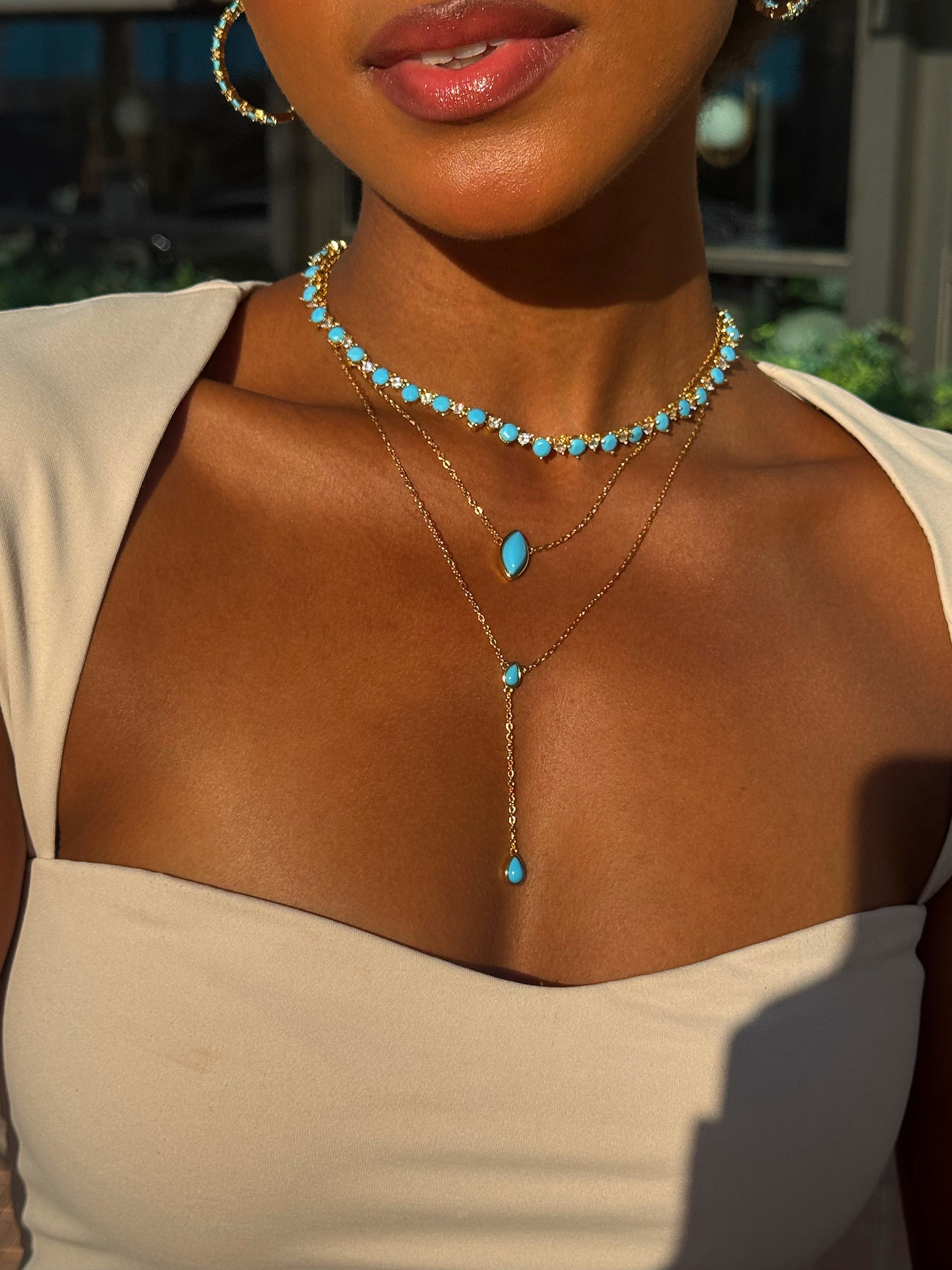 GOLDEN LAGOON - aqua blue / wave II necklace