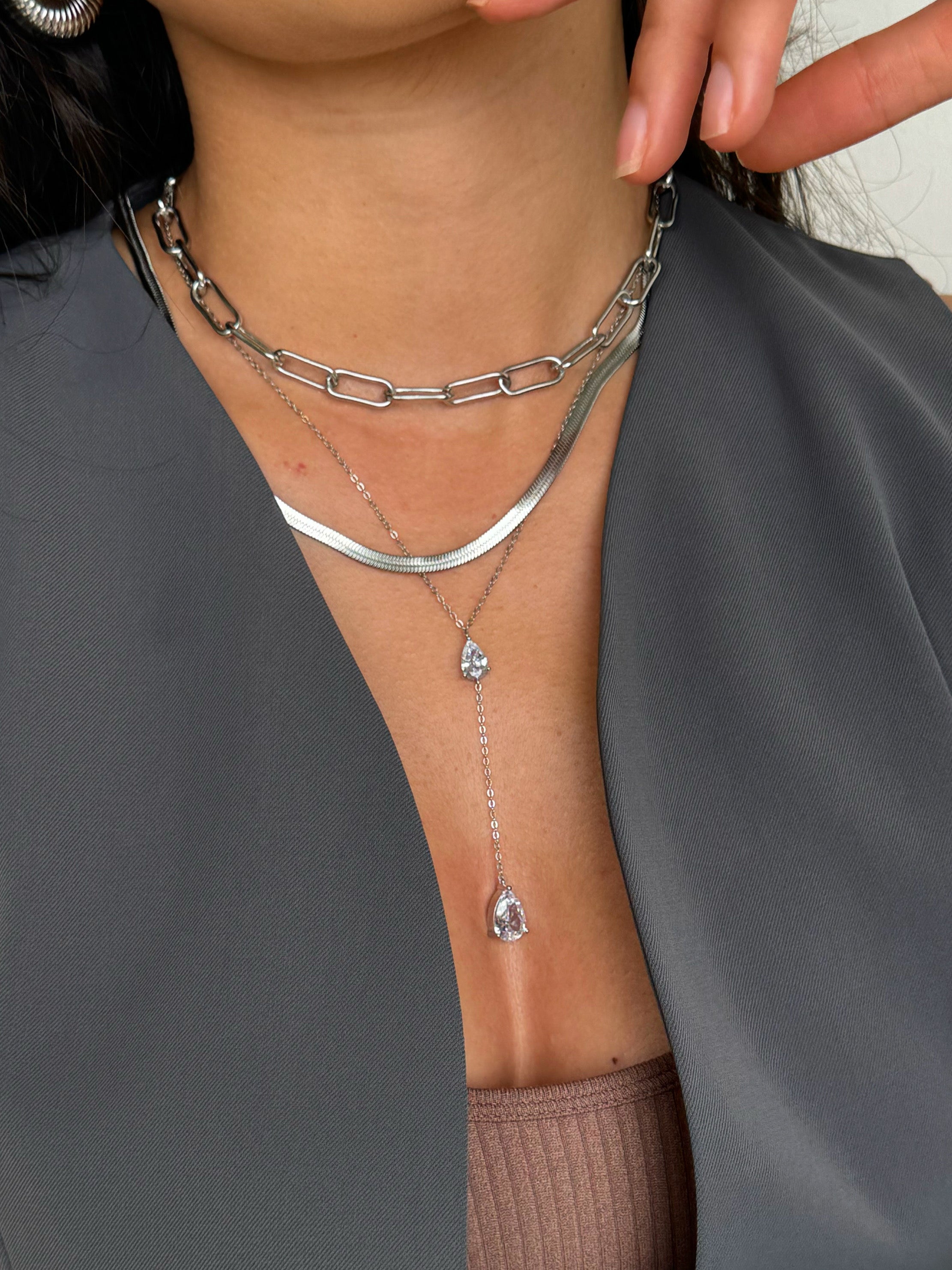 Nyla Silver teardrop necklace