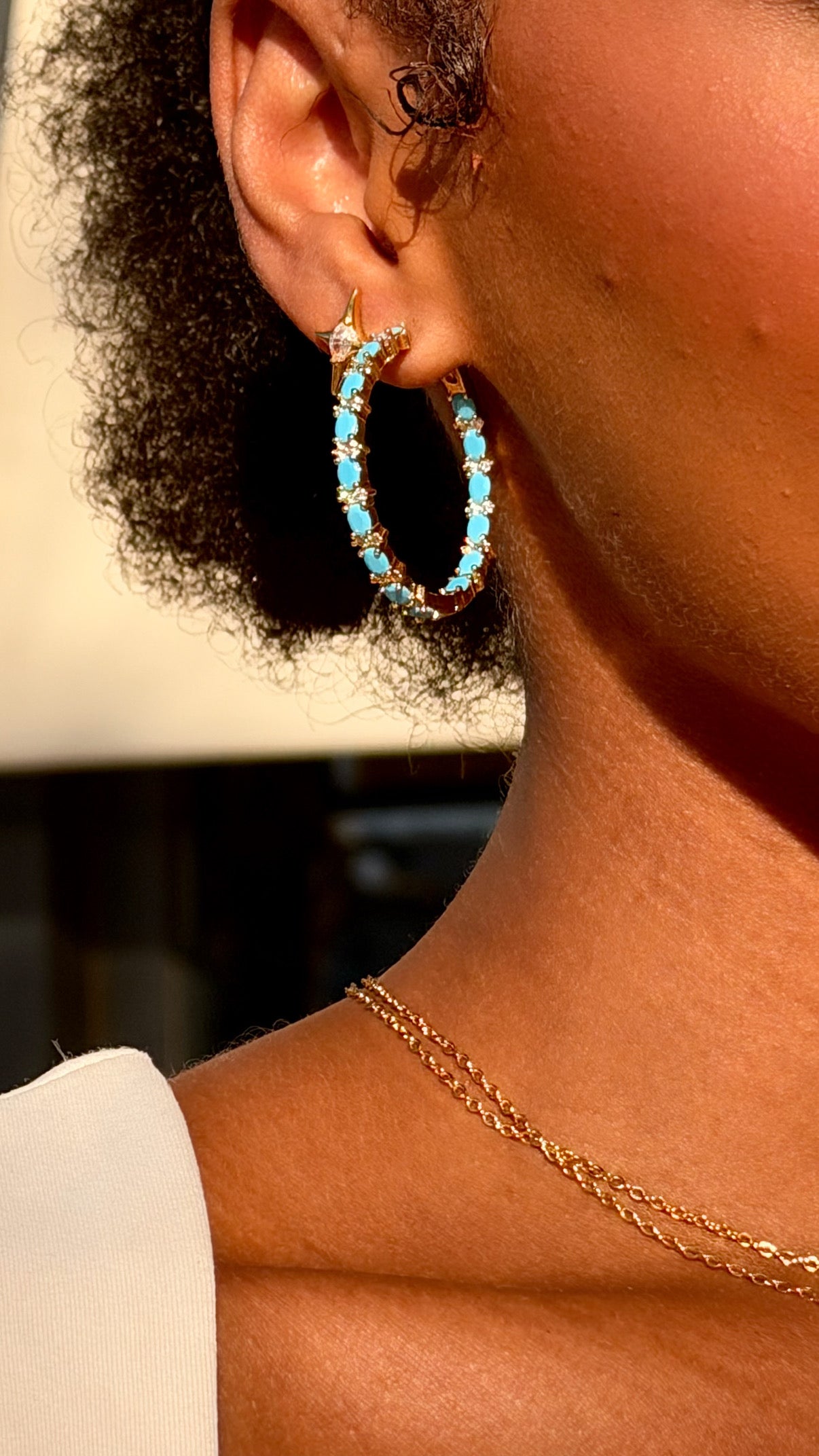 GOLDEN LAGOON - aqua blue/ wave II earring